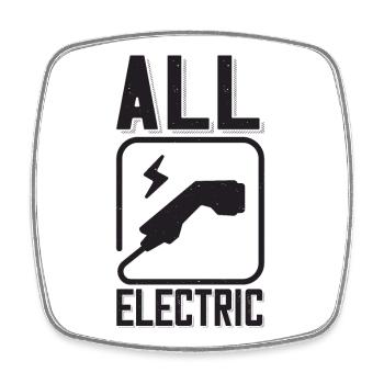 All Electric Supercharge - for electric car fans - Square fridge magnet - white - Front