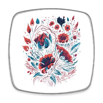 neon Blumenpracht bunter Blumenstrauß - Viereckiger Kühlschrankmagnet - Weiß - Vorne