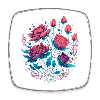 roses néon vintage bouquet de roses - Magnet carré - blanc - Devant