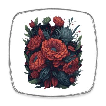 Motif floral vintage, fleurs florales printanières - Magnet carré - blanc - Devant