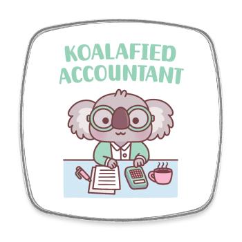 Niedlicher Koala Koalafied Buchhalter Wortspiel - Viereckiger Kühlschrankmagnet - Weiß - Vorne