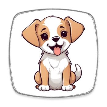 Cute Little Dog Puppy Child Baby Gift Dogs - Square fridge magnet - white - Front