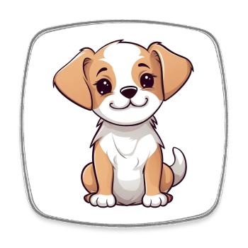 Cute Little Dog Puppy Child Baby Gift Dogs - Square fridge magnet - white - Front