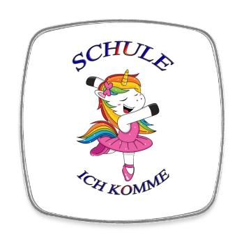Schule ich komme 1 - Viereckiger Kühlschrankmagnet - Weiß - Vorne