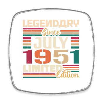 July 1951 Anniversary July 1951 July Year - Square fridge magnet - white - Front