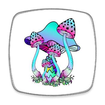 Champignons colorés aux couleurs néon - Magnet carré - blanc - Devant