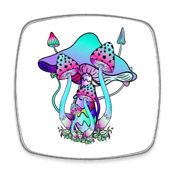 Champignons Couleurs néon Art des champignons - Magnet carré - blanc - Devant