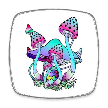 Champignons magiques Art Champignon Psychédélique - Magnet carré - blanc - Devant