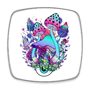 Psychedelic Mushroom Eyes Nature Art - Square fridge magnet - white - Front