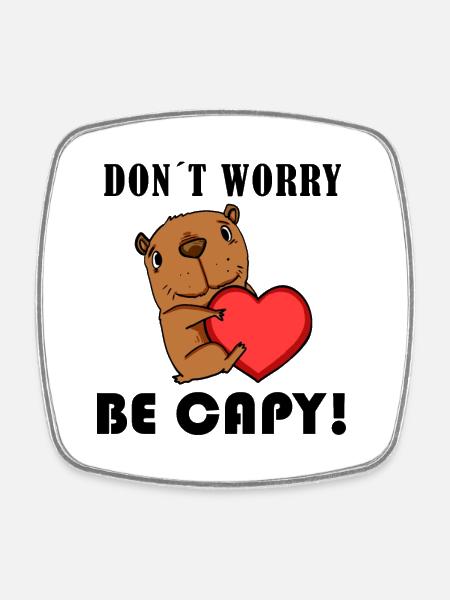 Capybara Wasserschwein Geschenk - Firkantet køleskabsmagnet - hvid