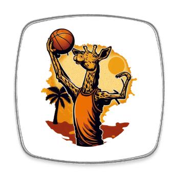 Giraffe playing basketball in the sun - Square fridge magnet - white - Front