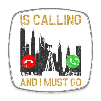 5G Signal City Dilemma - Square fridge magnet - white - Front