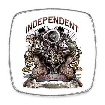 Skull Demon Engine Motard Tshirt pour fille - Magnet carré - blanc - Devant