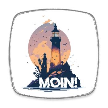 MOIN! - Viereckiger Kühlschrankmagnet - Weiß - Vorne