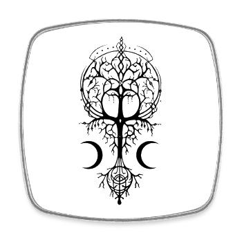 Magischer Baum Pagan Symbol Wicca Okkult Mond - Viereckiger Kühlschrankmagnet - Weiß - Vorne
