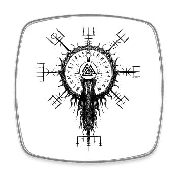 Vegvisir Wotansknoten Wikinger Runen Kompass - Viereckiger Kühlschrankmagnet - Weiß - Vorne
