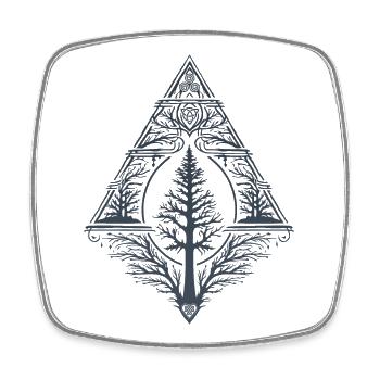 Arbre Païen Sapin Teutonique Symbole Triskele Occulte - Magnet carré - blanc - Devant