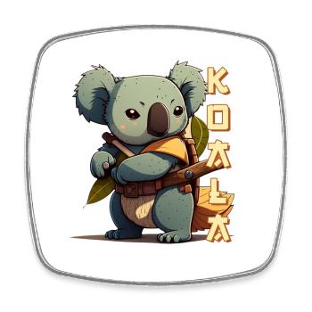 Samurai Koala mit Schriftzug - Viereckiger Kühlschrankmagnet - Weiß - Vorne