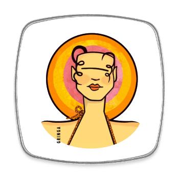 CAMISETA GRINGA SOLAR - Square fridge magnet - white - Front