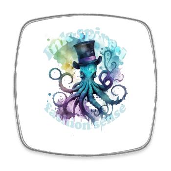 Fashion sense Octophus mit Zylinder - Viereckiger Kühlschrankmagnet - Weiß - Vorne