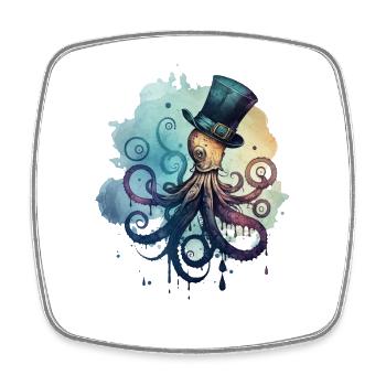 Octopus porte un grand chapeau haut de forme - Magnet carré - blanc - Devant