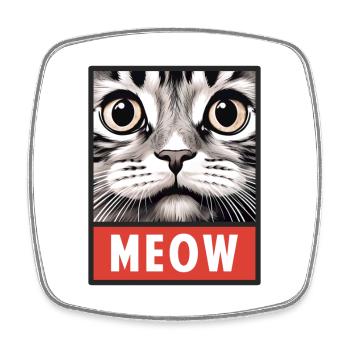 MEOW Meow Cute Cat Face Idée cadeau - Magnet carré - blanc - Devant