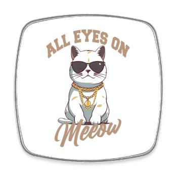 Tous les yeux sur le chat avec des lunettes de soleil - Magnet carré - blanc - Devant