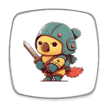 Bird in warrior outfit - Square fridge magnet - white - Front