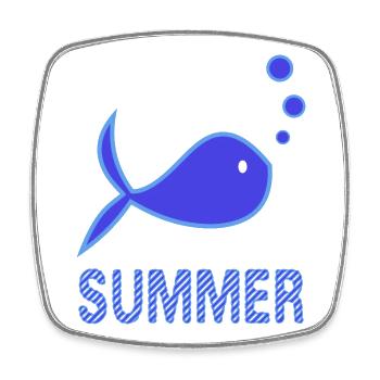 FISH. BEACH. SEA. SURFING. OCEAN. HUMOR. HOLIDAY - Square fridge magnet - white - Front