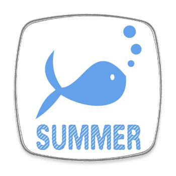 POISSON. PLAGE. MER. SURF. OCEAN. HUMOUR. VACANCES - Magnet carré - blanc - Devant