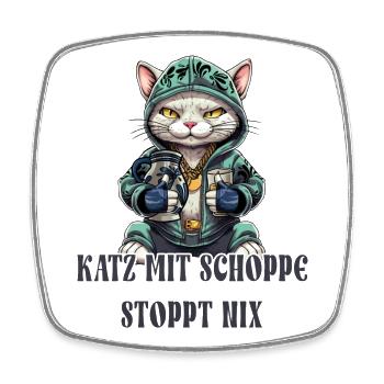 Apfelwein und Katzen Design - Viereckiger Kühlschrankmagnet - Weiß - Vorne