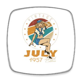 Juillet 1957 Juillet Cadeau d’anniversaire Juillet 1957 - Magnet carré - blanc - Devant