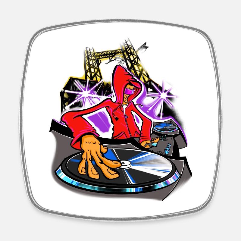 DJing - Square fridge magnet - white