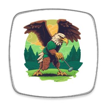 Golf-playing eagle - Square fridge magnet - white - Front