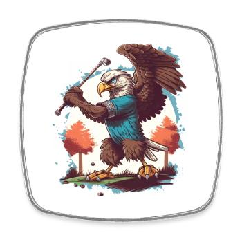 Eagle swings the golf club - Square fridge magnet - white - Front