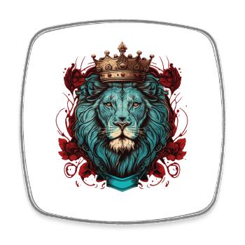 Lion majestueux - Magnet carré - blanc - Devant
