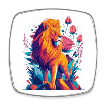 Majestic Lions Roses Art - Square fridge magnet - white - Front