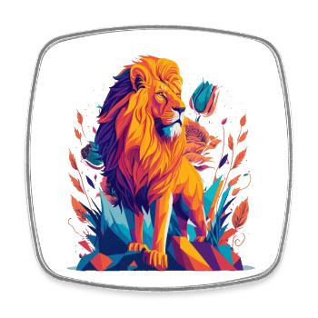 Polygone du Lion majestueux - Magnet carré - blanc - Devant