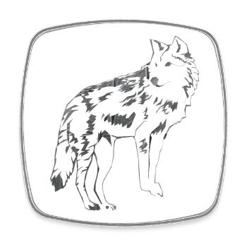 Loup - Magnet carré - blanc - Devant