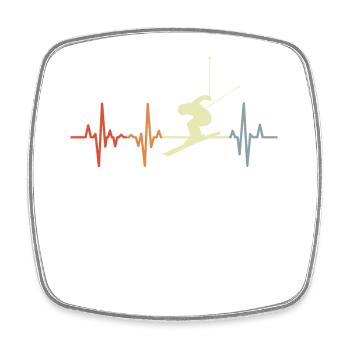 Skier palpitations ECG - Square fridge magnet - white - Front