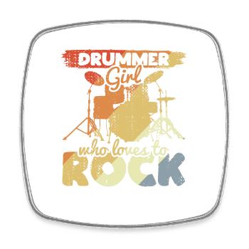Drummer Girl - Square fridge magnet - white - Front