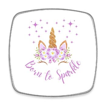 Born to sparkle - Unicorn Graphic Tee - Viereckiger Kühlschrankmagnet - Weiß - Vorne
