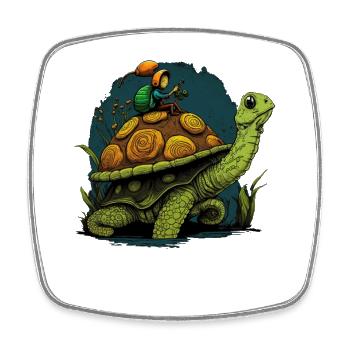 L’escargot peut être emporté par la tortue - Magnet carré - blanc - Devant