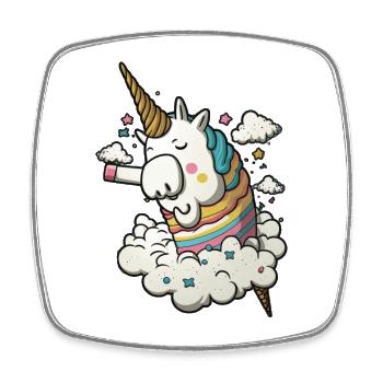 Licorne fantastique rêveuse sur un nuage - Magnet carré - blanc - Devant