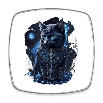 Fantasie schwarze Katze Mystischer Kater - Viereckiger Kühlschrankmagnet - Weiß - Vorne