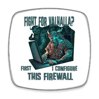 Firewall first Wikinger programmierer - Viereckiger Kühlschrankmagnet - Weiß - Vorne