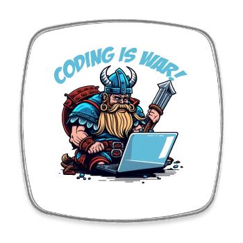 "Coding is war" Wikinger - Viereckiger Kühlschrankmagnet - Weiß - Vorne