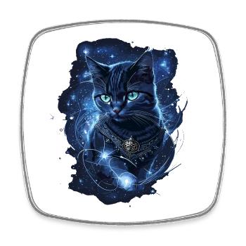 Zauberhafte Katze Mystische Schwarze Katze - Viereckiger Kühlschrankmagnet - Weiß - Vorne