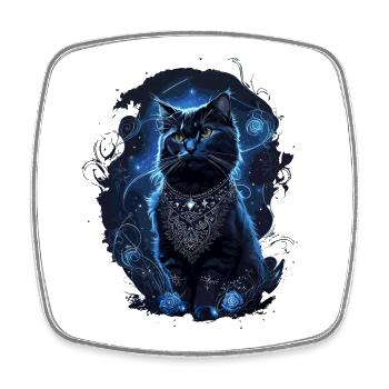 Black Cat in the Moonlight Magic Cat - Square fridge magnet - white - Front