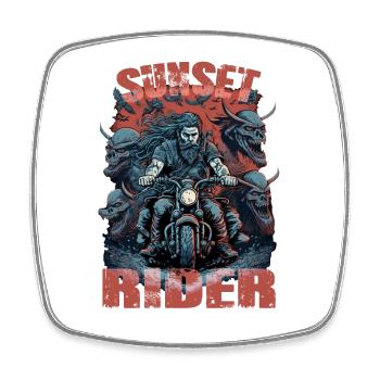 Pilote de coucher de soleil motocycliste - Magnet carré - blanc - Devant